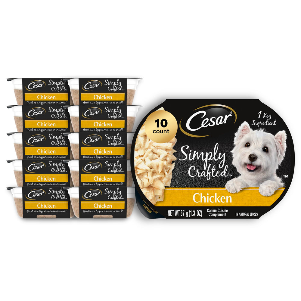 Cesar Simply Crafted Topper Poulet: complément savoureux pour croquettes quotidiennes