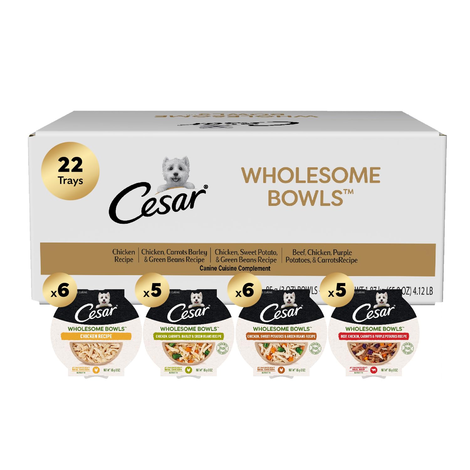 Cesar Wholesome Bowls assiette-chien-poulet: repas savoureux et facile à digérer