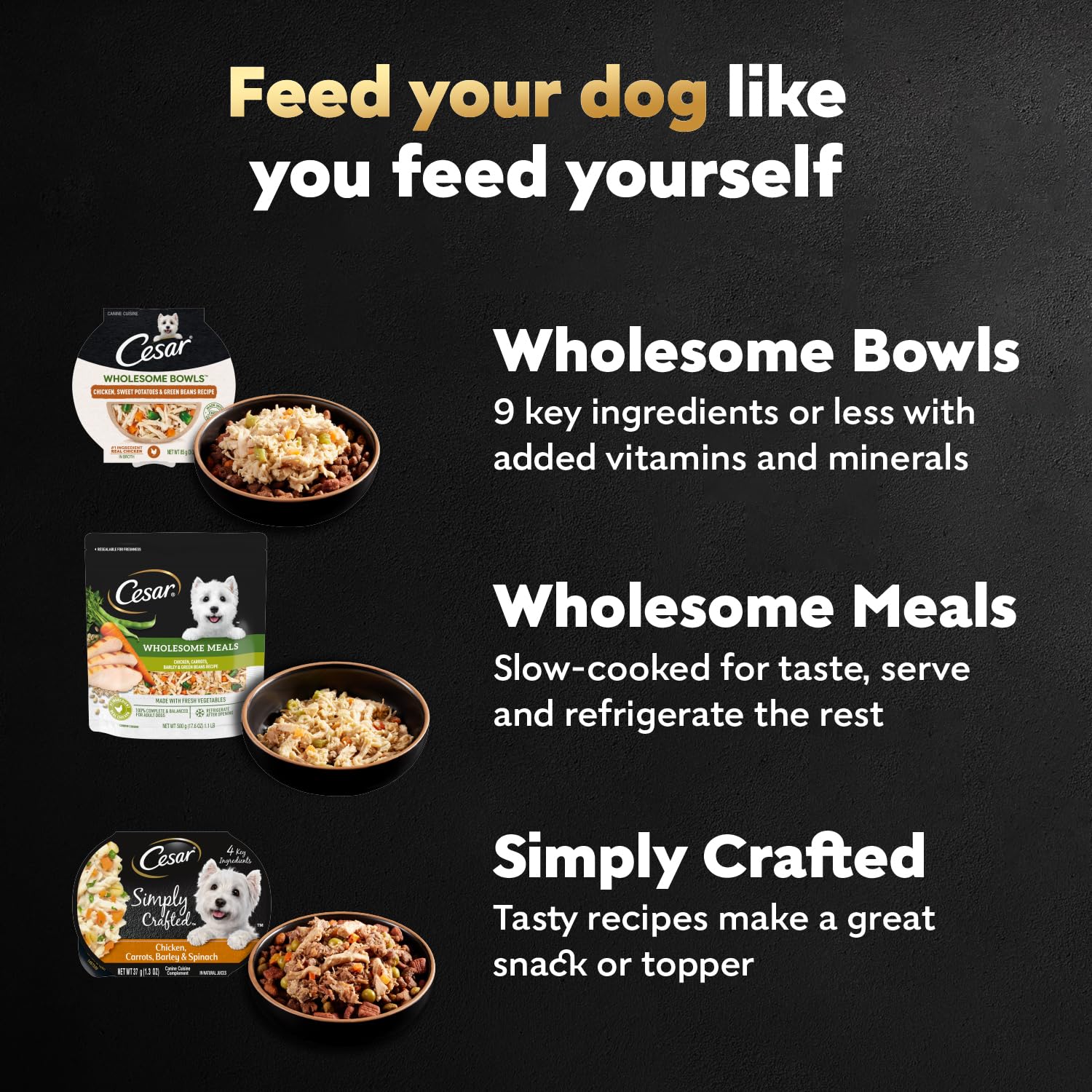Cesar Wholesome Bowls emballage-pratique: emballage facile à ouvrir pour repas rapide