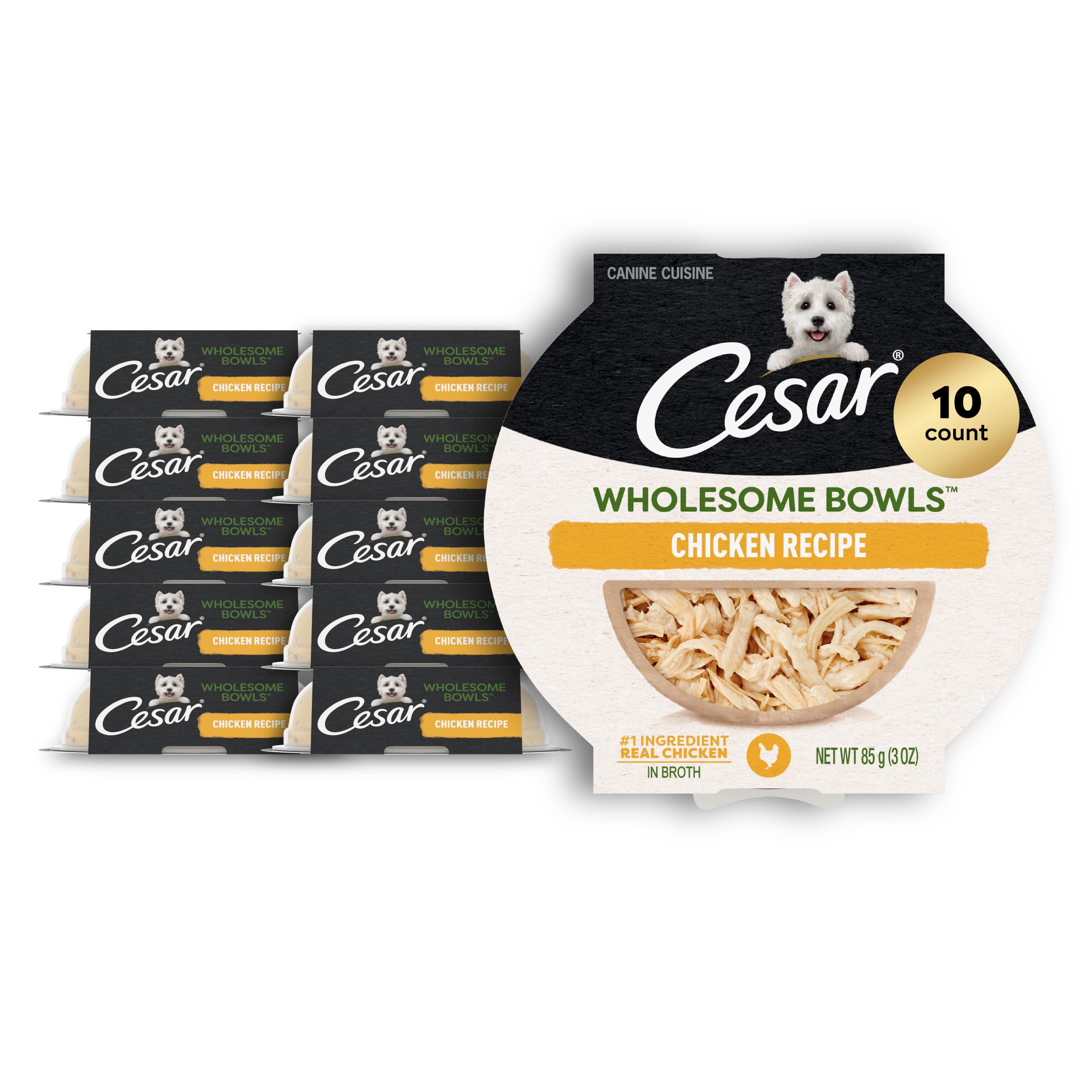 Cesar Wholesome Bowls poulet bol: repas savoureux pour chien, pratique à servir