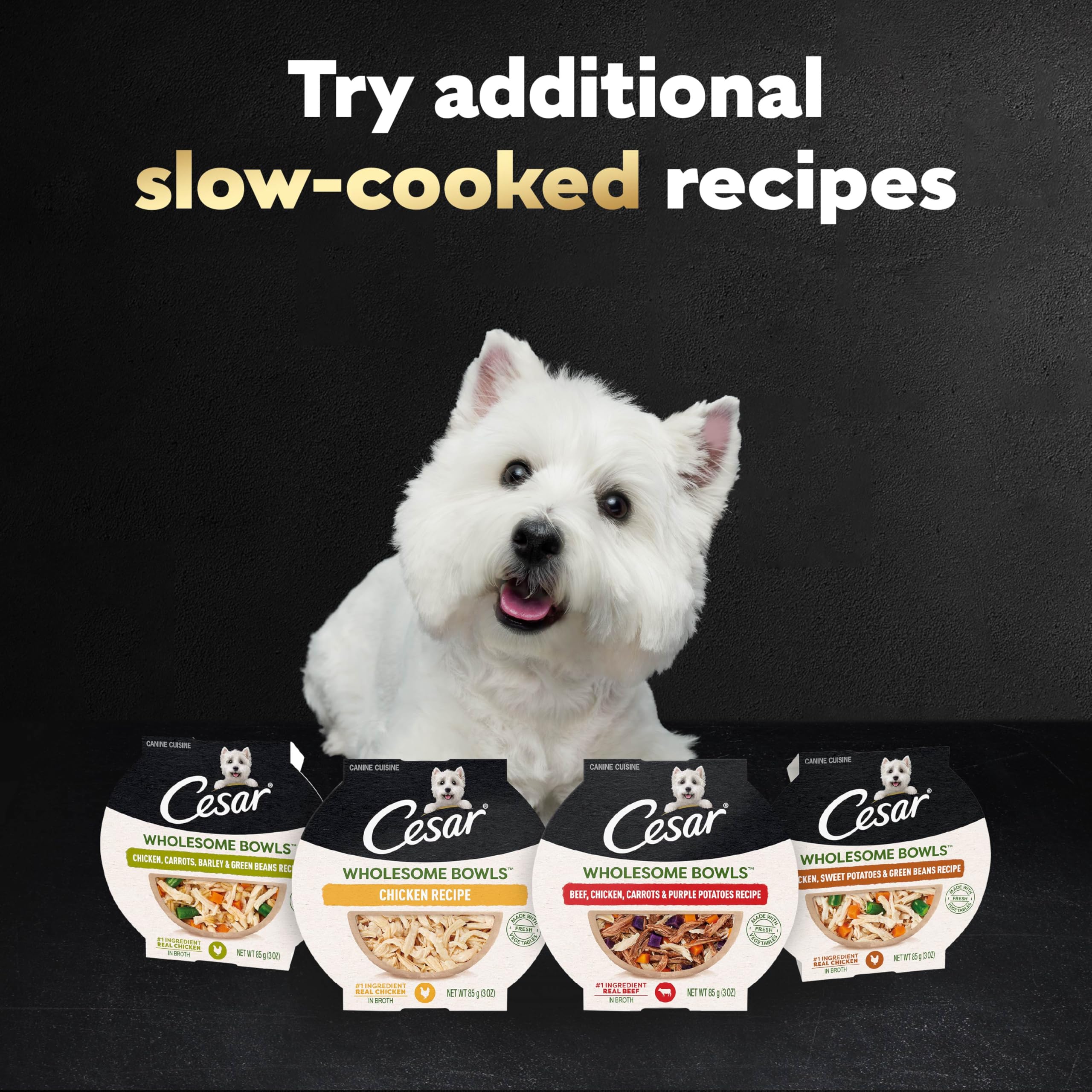 Cesar Wholesome Bowls sur-kibble: parfait comme topping sur croquettes favorites