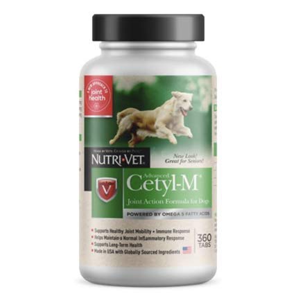 Tablettes Cetyl M pour articulation canine, soutien potentiel à la mobilité et au confort quotidien.