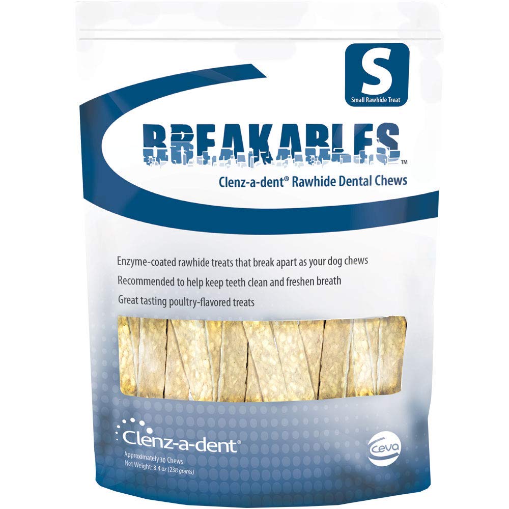 Ceva Breakables Clenz-A-Dent friandise en cuir brut, idéale pour petites races et hygiène dentaire.
