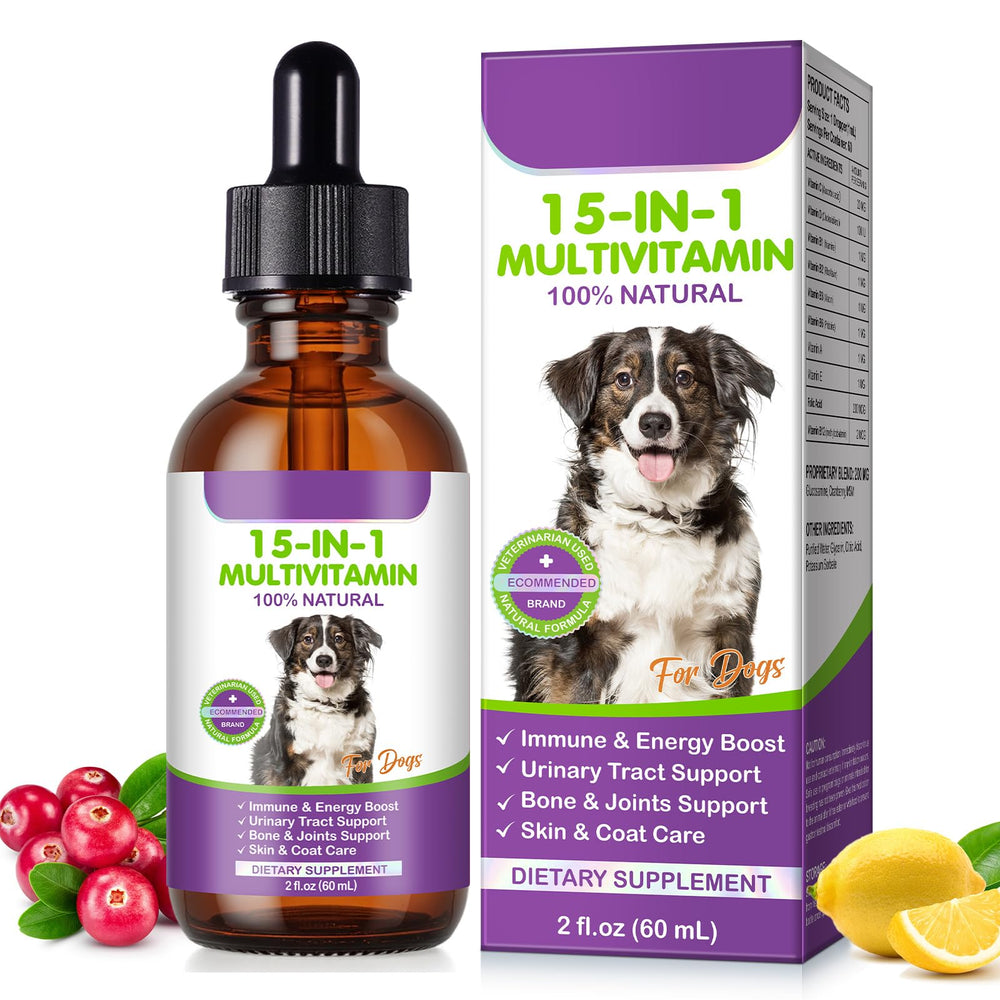 CFXYHNOX flacon gouttes multivitamine chien, soutien santé générale et vitalité.