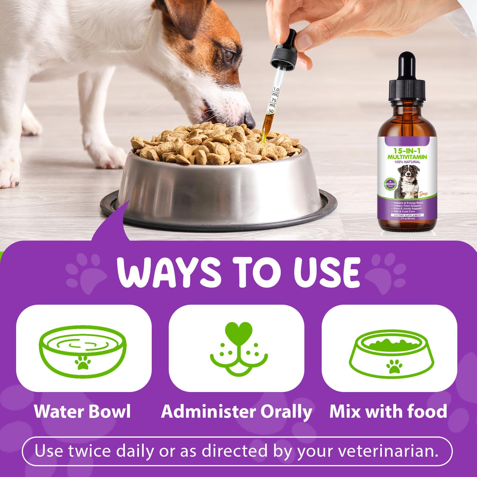 CFXYHNOX gouttes multivitamine chien glucosamine cranberry pour articulations et immunité.