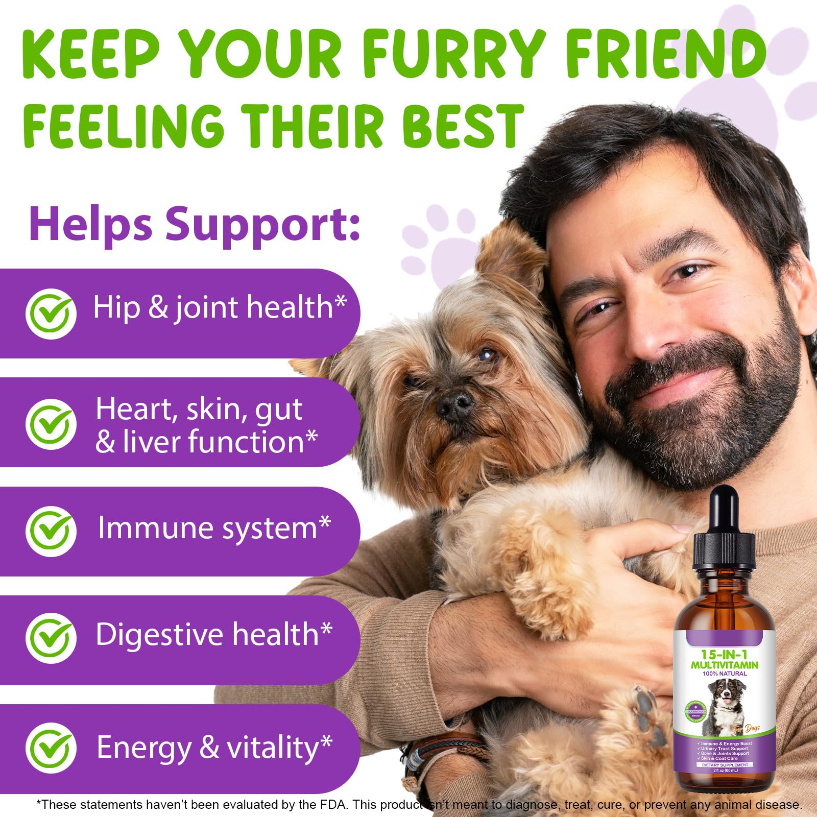 CFXYHNOX gouttes multivitamine chien ingrédients naturels pour un soutien nutritionnel.