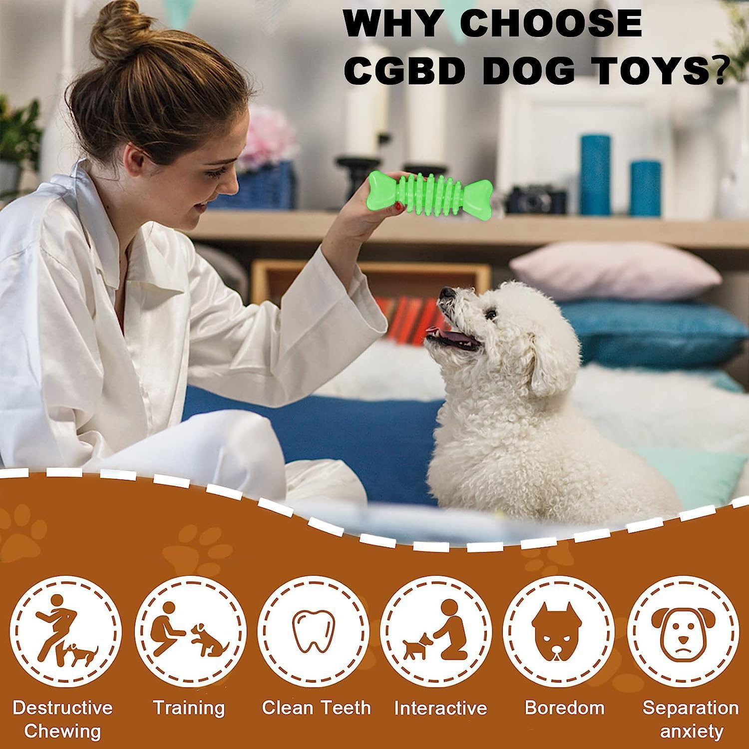 Jouet CGBD chiot: bosses molaires nettoyant les dents et massant les gencives.