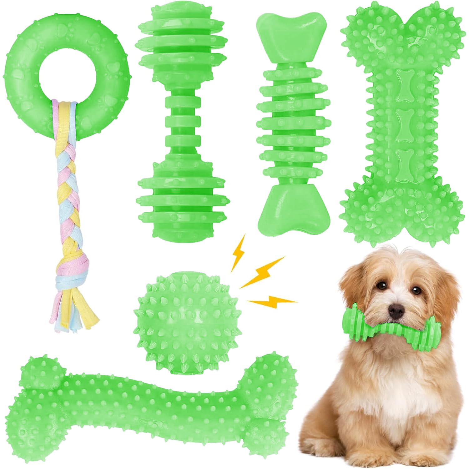Jouet CGBD chiot: 6 formes différentes pour la dentition et l'amusement.