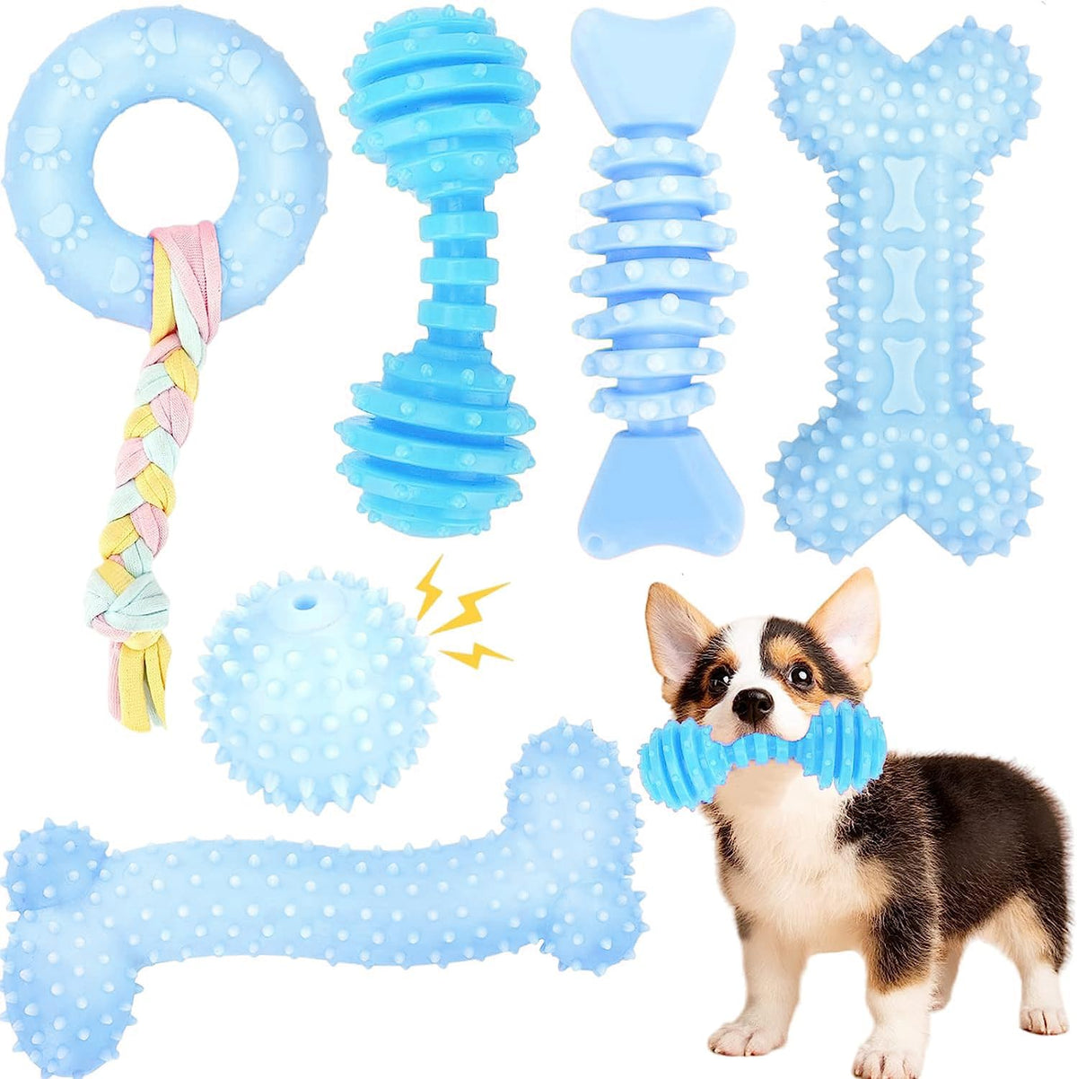 Jouets CGBD pour chiots: 6 formes variées pour stimuler la mastication et le jeu