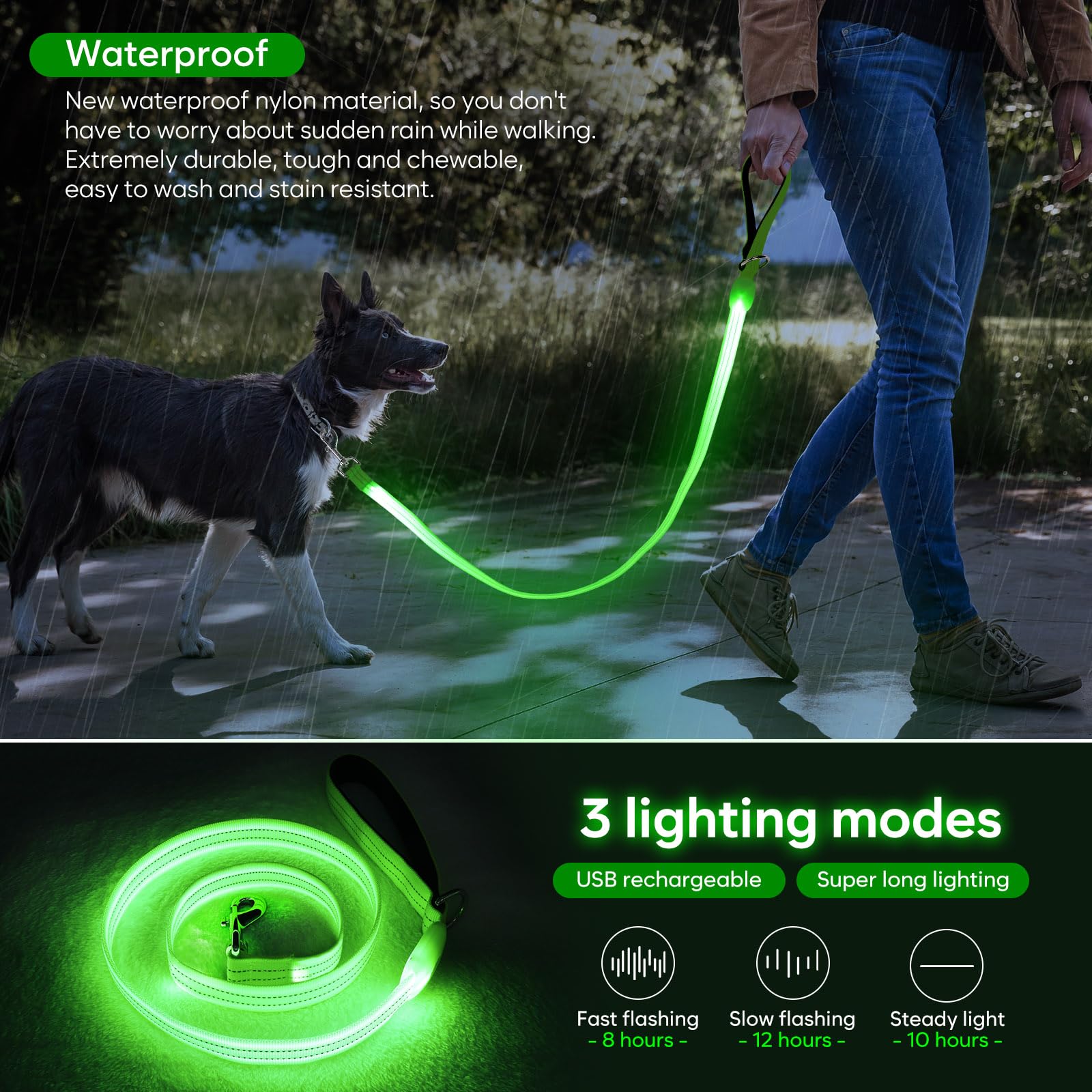 Nylon imperméable ChalkLit assure durabilité et nettoyage facile sous pluie.