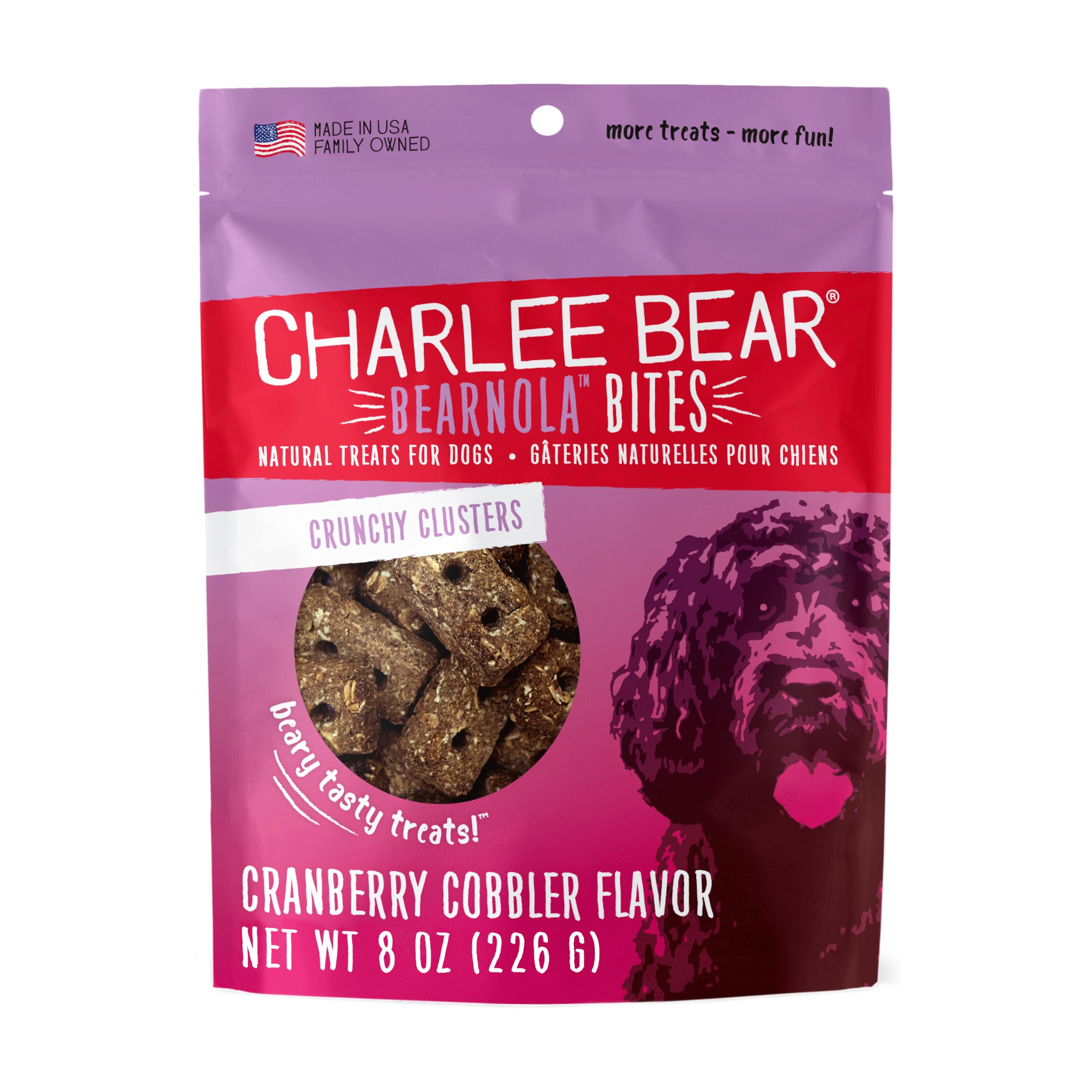Charlee Bear Bearnola Bites pack-shot avec emballage refermable pratique.