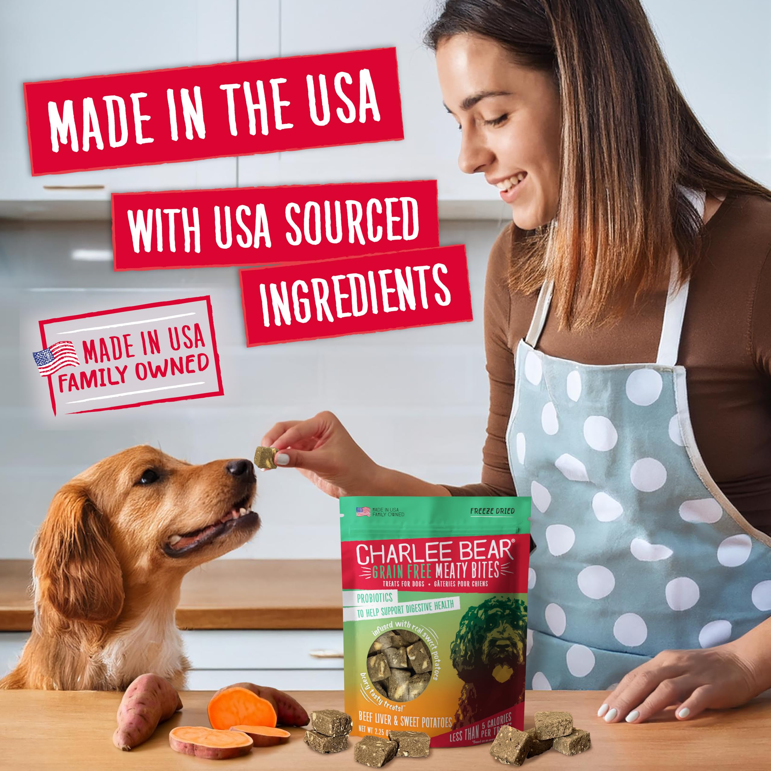 Charlee Bear avec probiotiques pour soutenir la digestion et le bien-être gastrique.