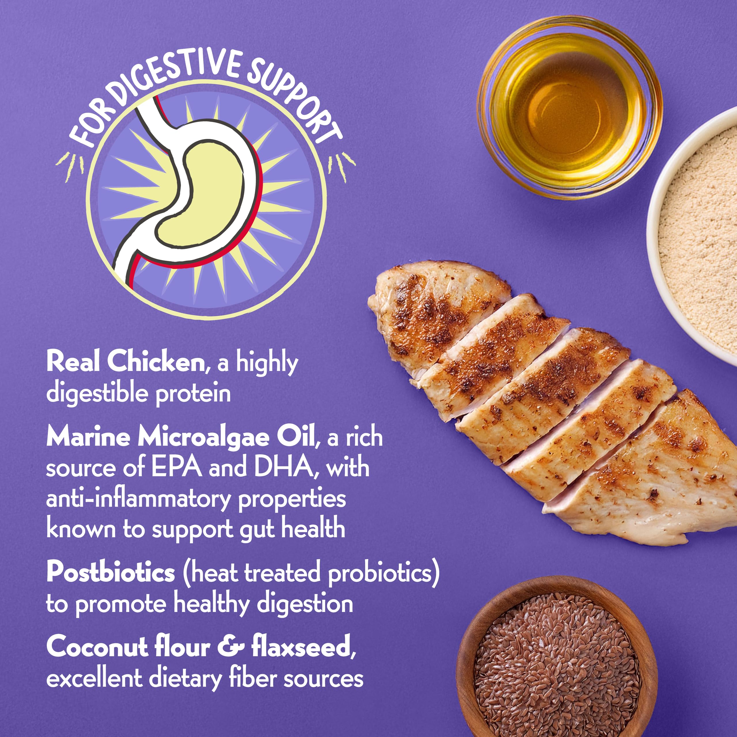 Charlee Bear Necessities topper saupoudrés sur croquettes, repas variés et appétissants.