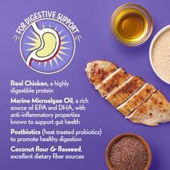 Charlee Bear Necessities topper saupoudrés sur croquettes, repas variés et appétissants.