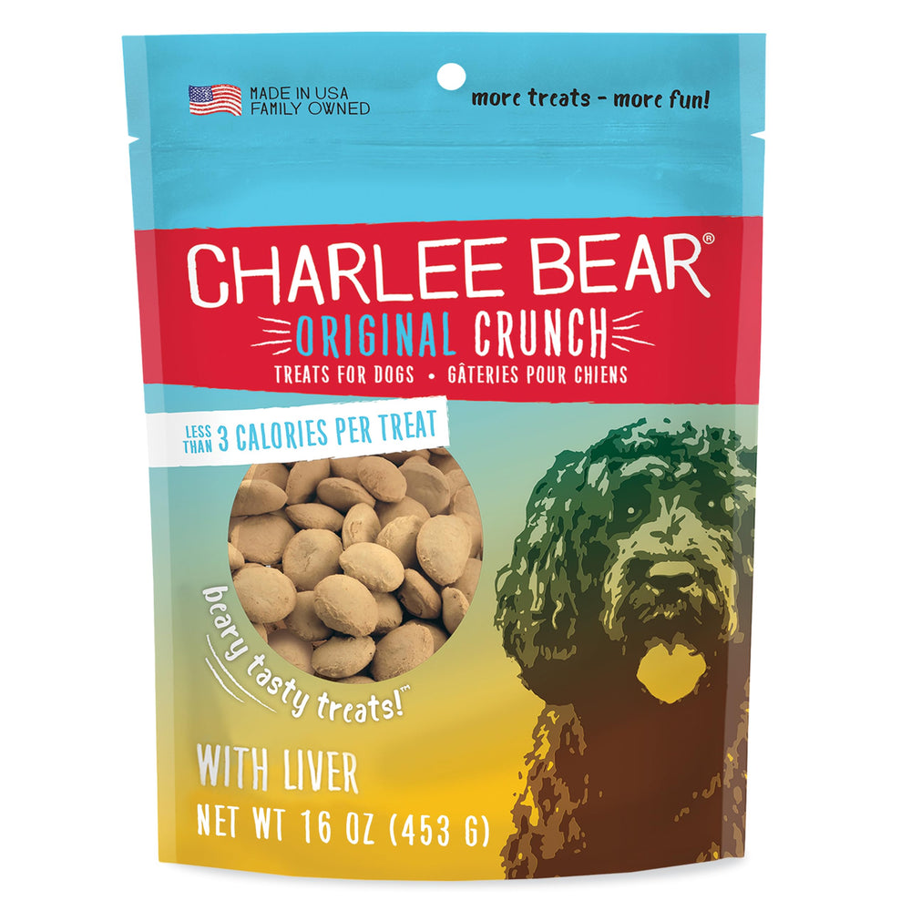Friandise Charlee Bear Original Crunch au foie de poulet, croquante et savoureuse.