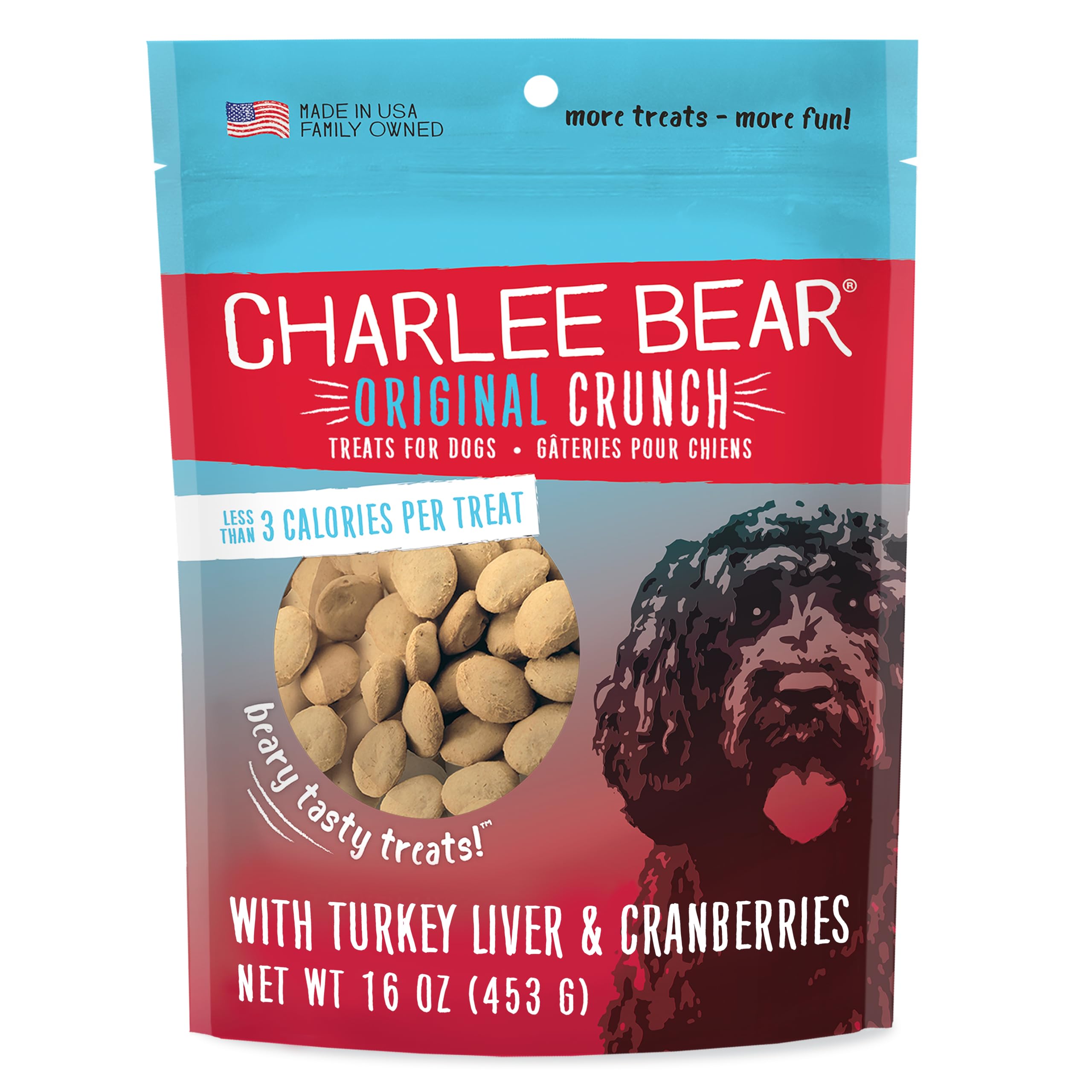 Charlee Bear Original Crunch avec foie de dinde et canneberges, goût savoureux pour le dressage.