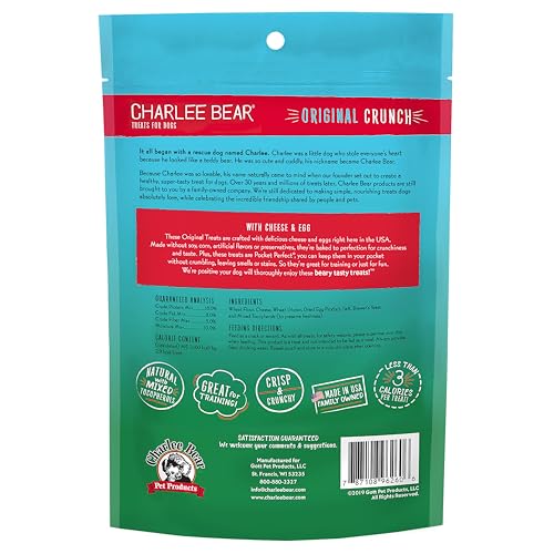 Morceaux croustillants Charlee Bear Original Crunch au fromage et œuf, récompense savoureuse.