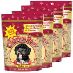Charlee Bear – croquant d'entraînement paquet ouvert, friandises faciles à emporter.