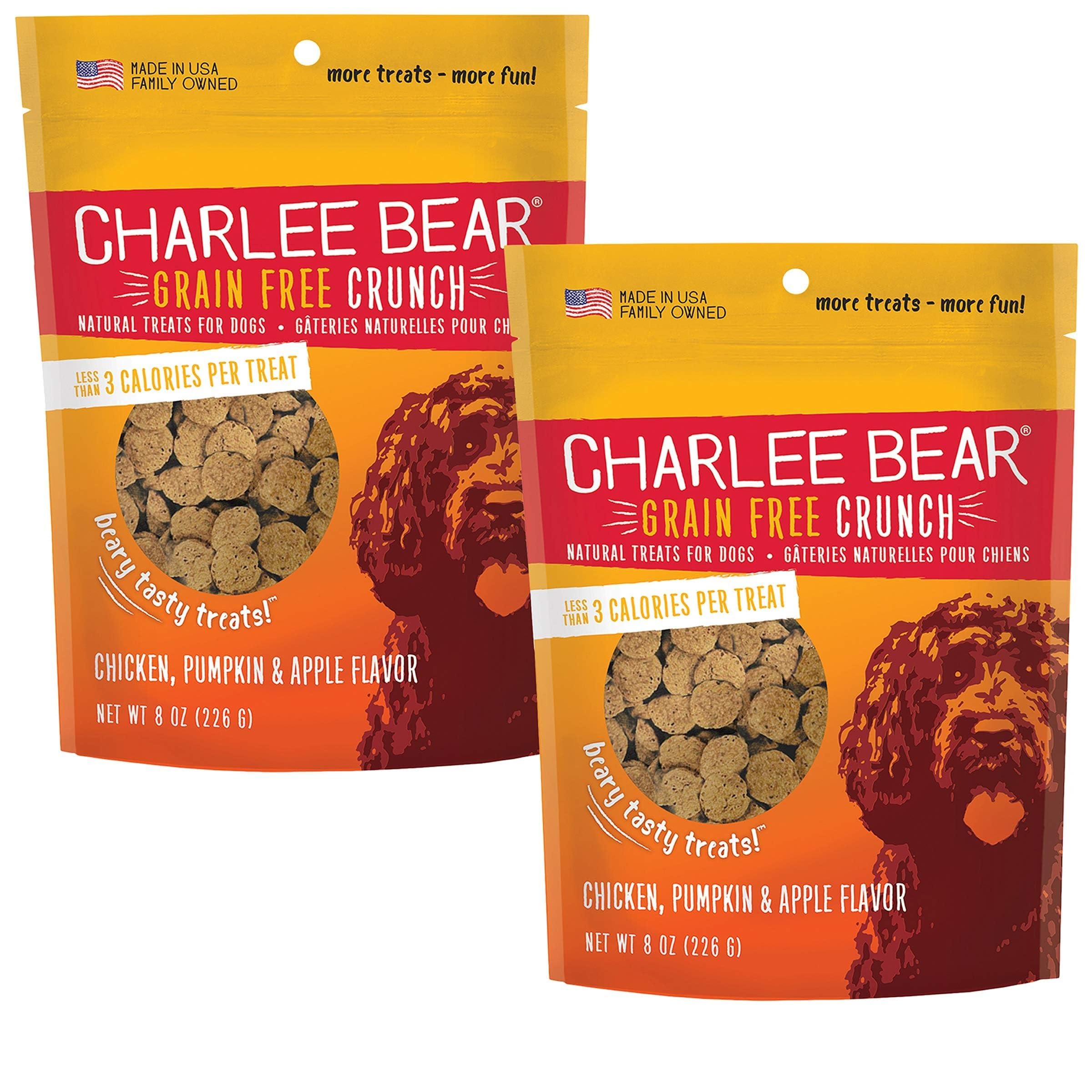 Charlee Bear paquets-2x8oz: récompenses poulet-citrouille-pomme pour entraînement.