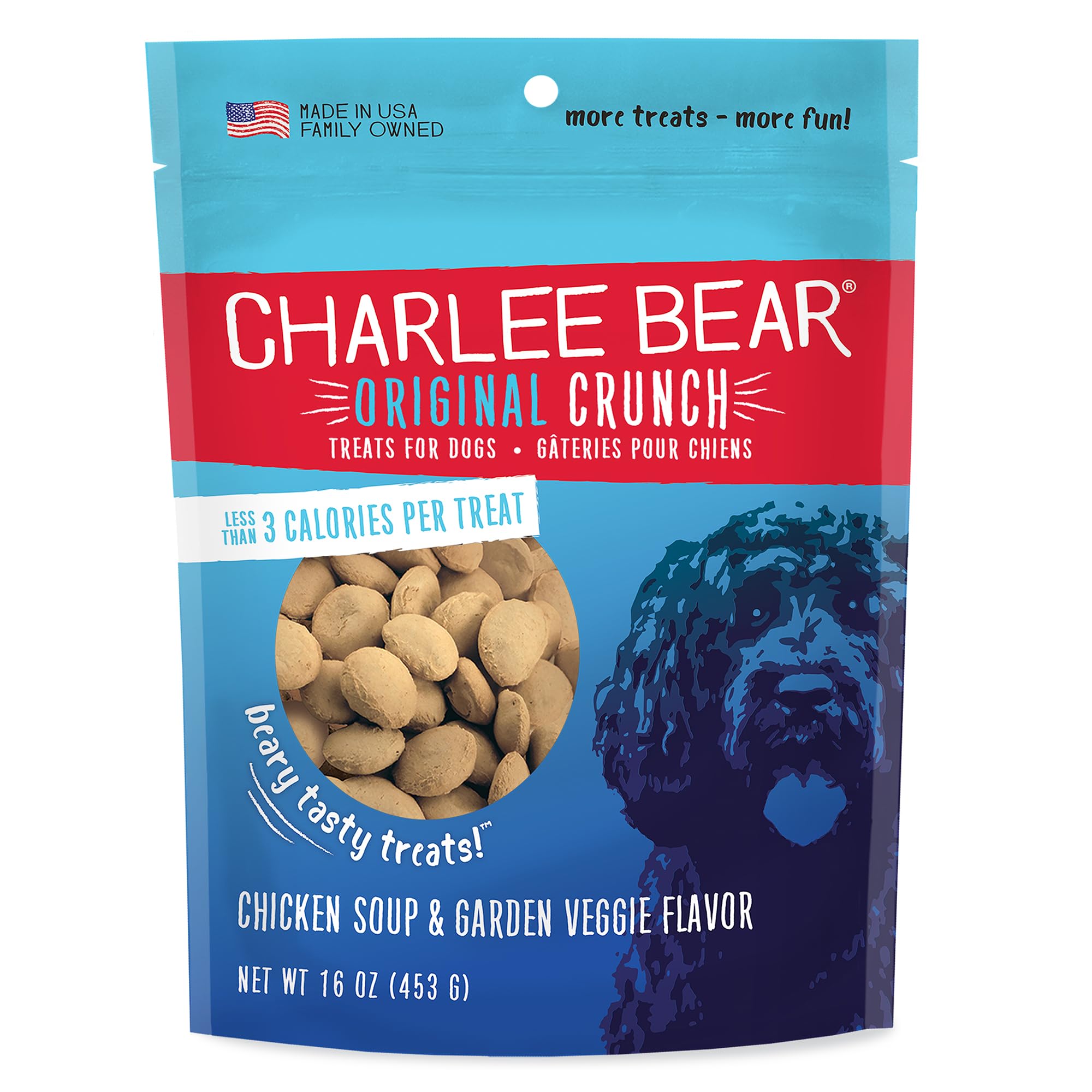 Charlee Bear poulet et légumes croquant, friandise légère idéale pour l'entraînement.