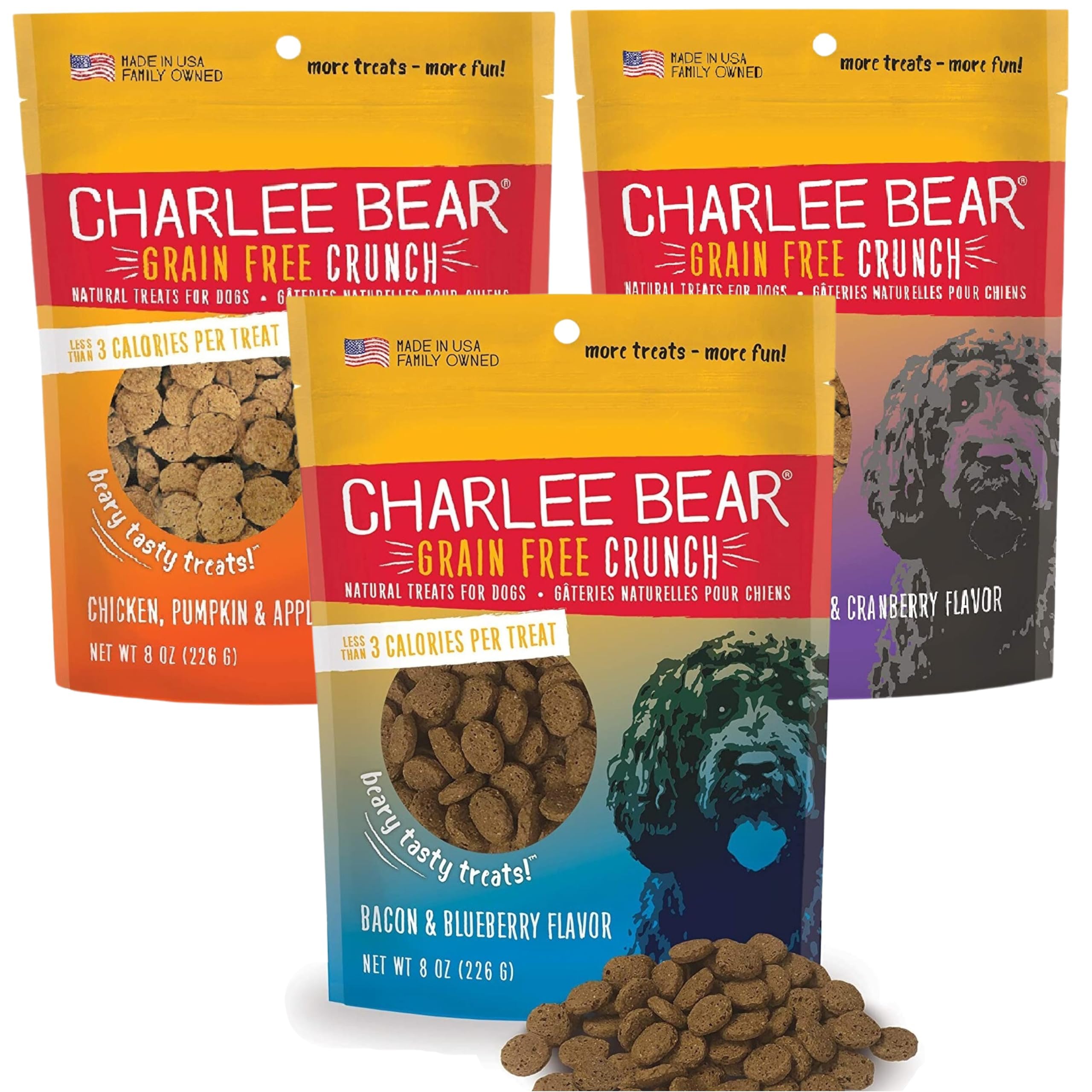 Friandises Charlee Bear croustillantes format mini, idéales pour l'entraînement.