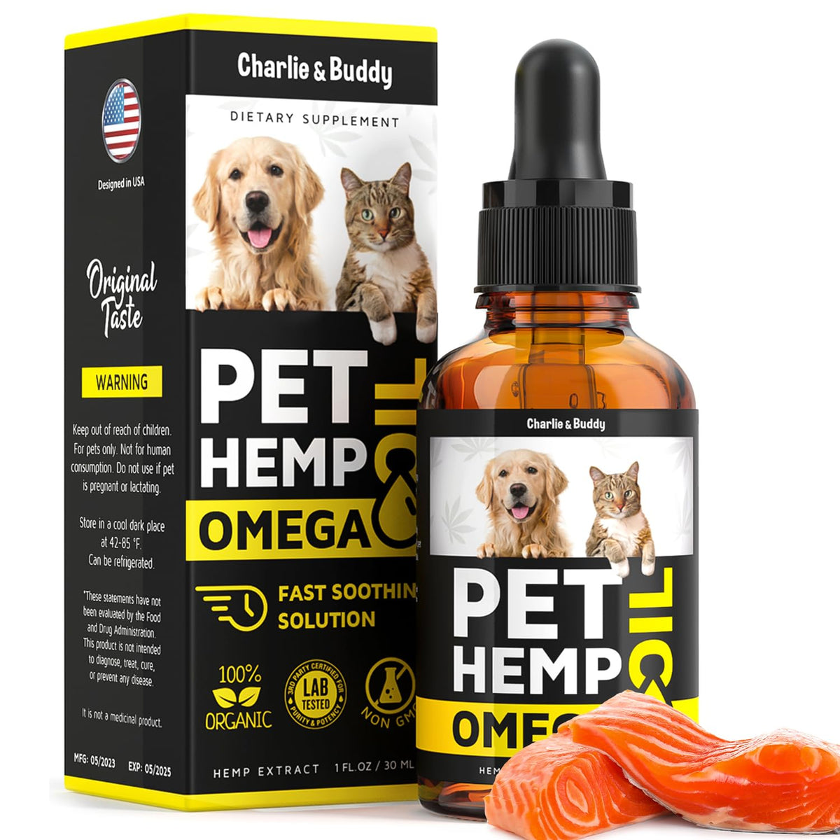 CHARLIE & BUDDY huile poisson chien poil brillant et peau nourrie