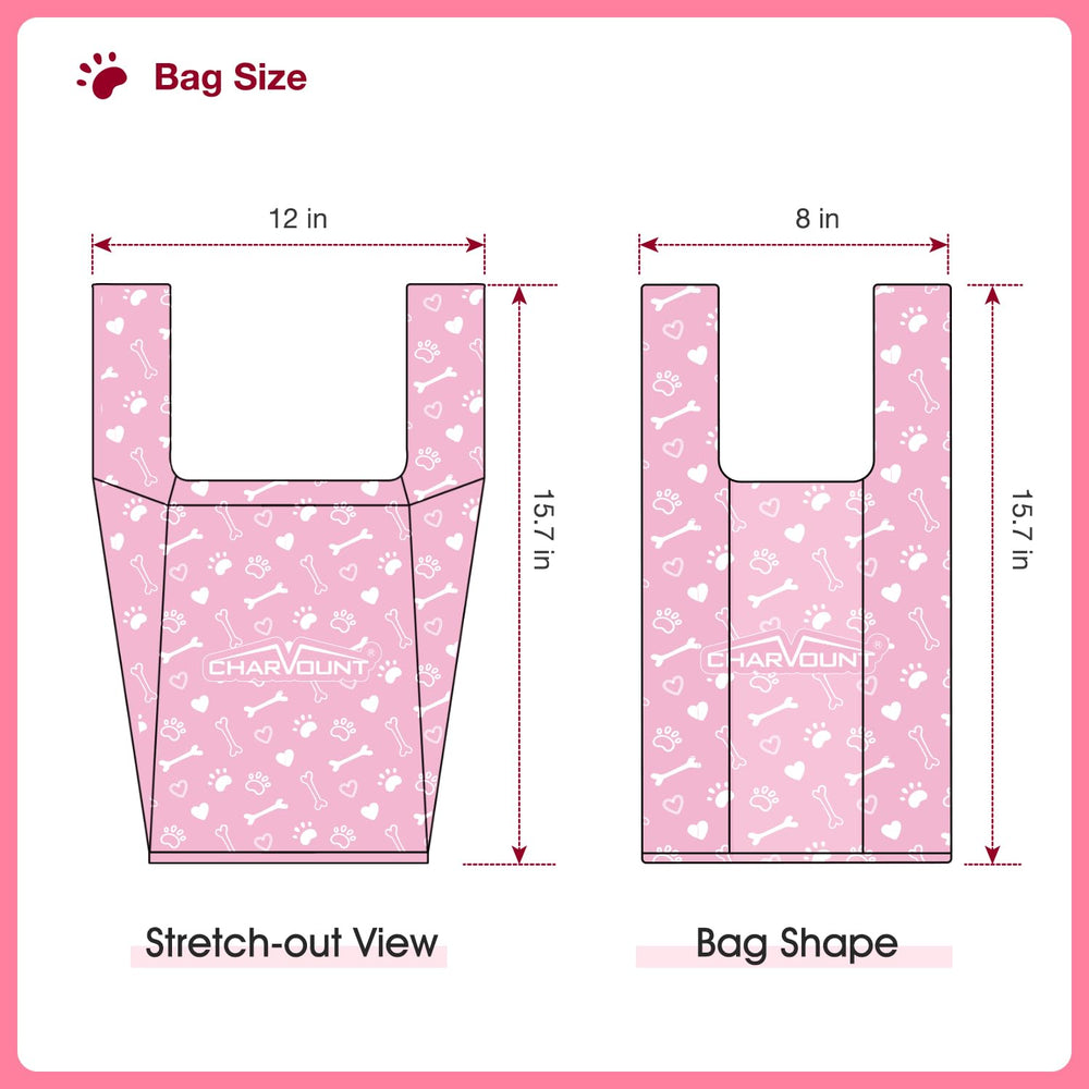 Charmount sac crottes 16x8 rose, visibilité améliorée pour repérer les déchets