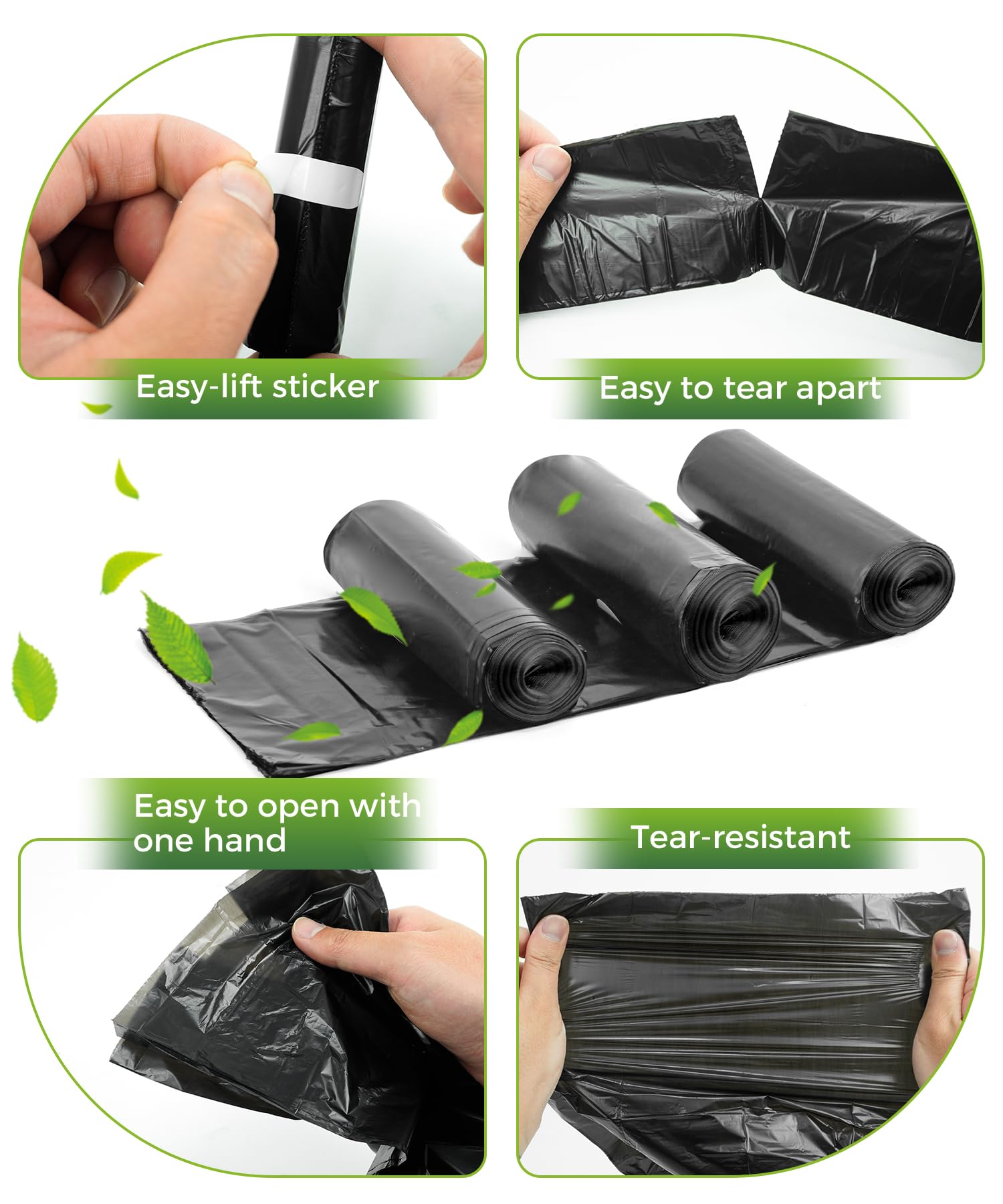 Charmount rouleaux sans carton, 200 sacs faciles à recharger.