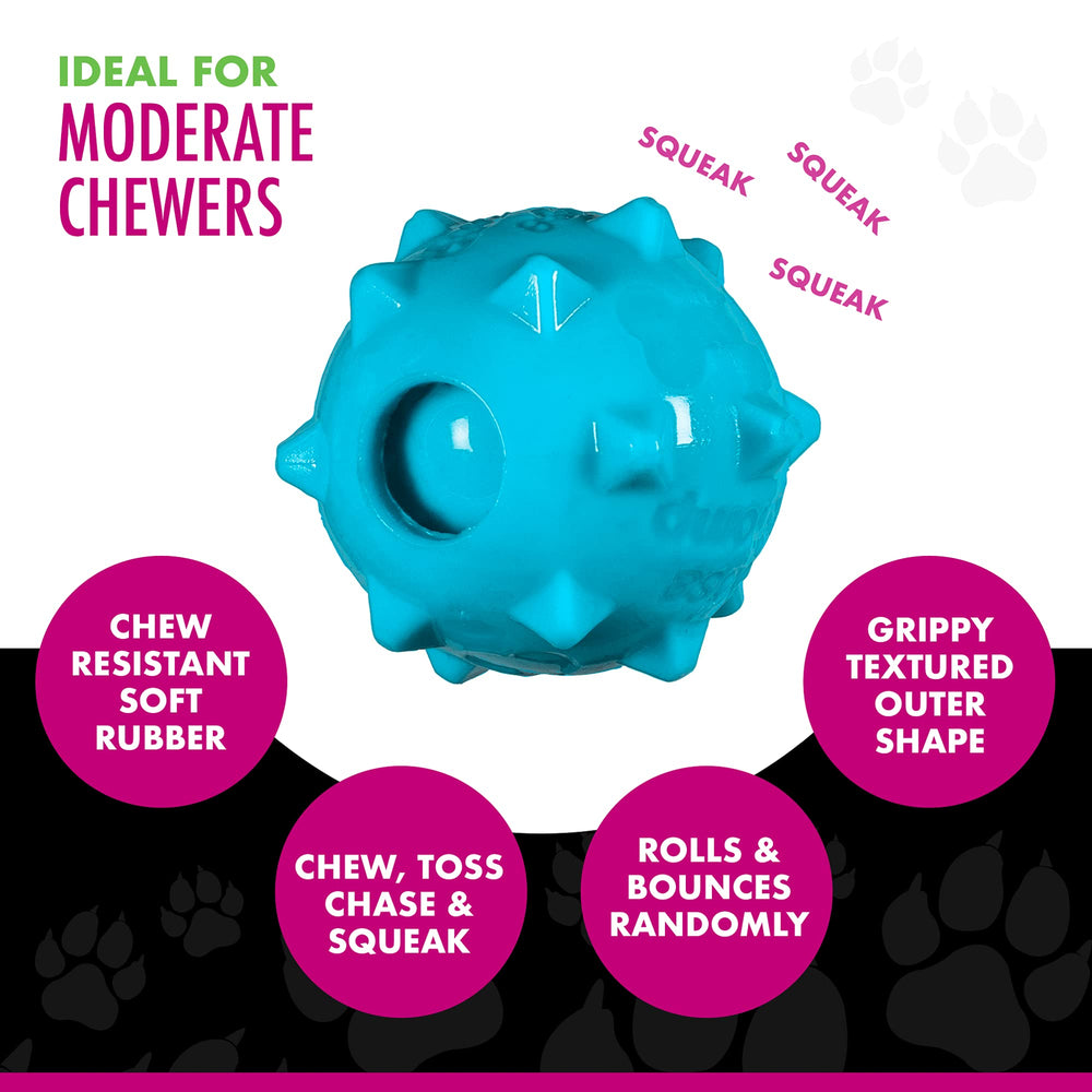 Chase 'n Chomp balle texturée Knobble bleue, stimule curiosité et interaction.