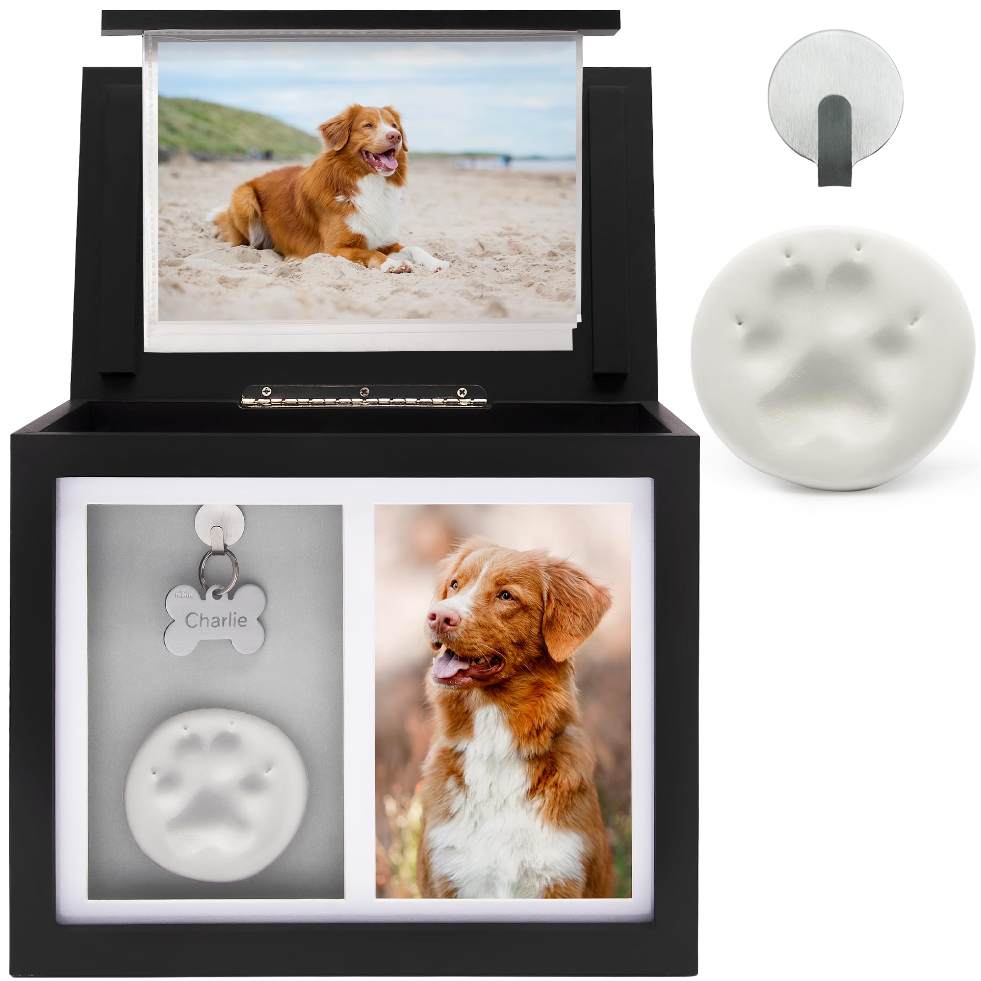 Urne Chasing Tails avec verre protege, cadre elegant pour honorer votre chien