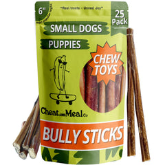 Emballage Cheat and Meal Co Bully Sticks prêt à l’emploi pour petits chiens.