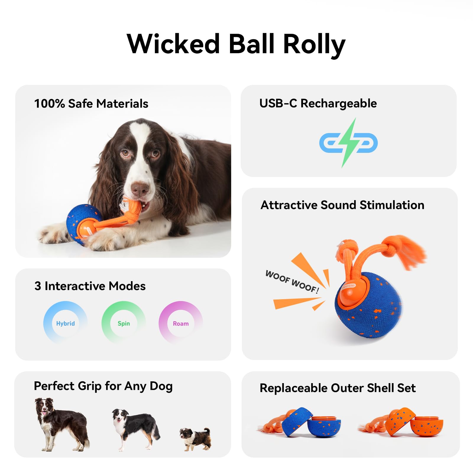 Cheerble Wicked Ball Rolly — Mode rotation rapide pour jeux dynamiques et rapides.