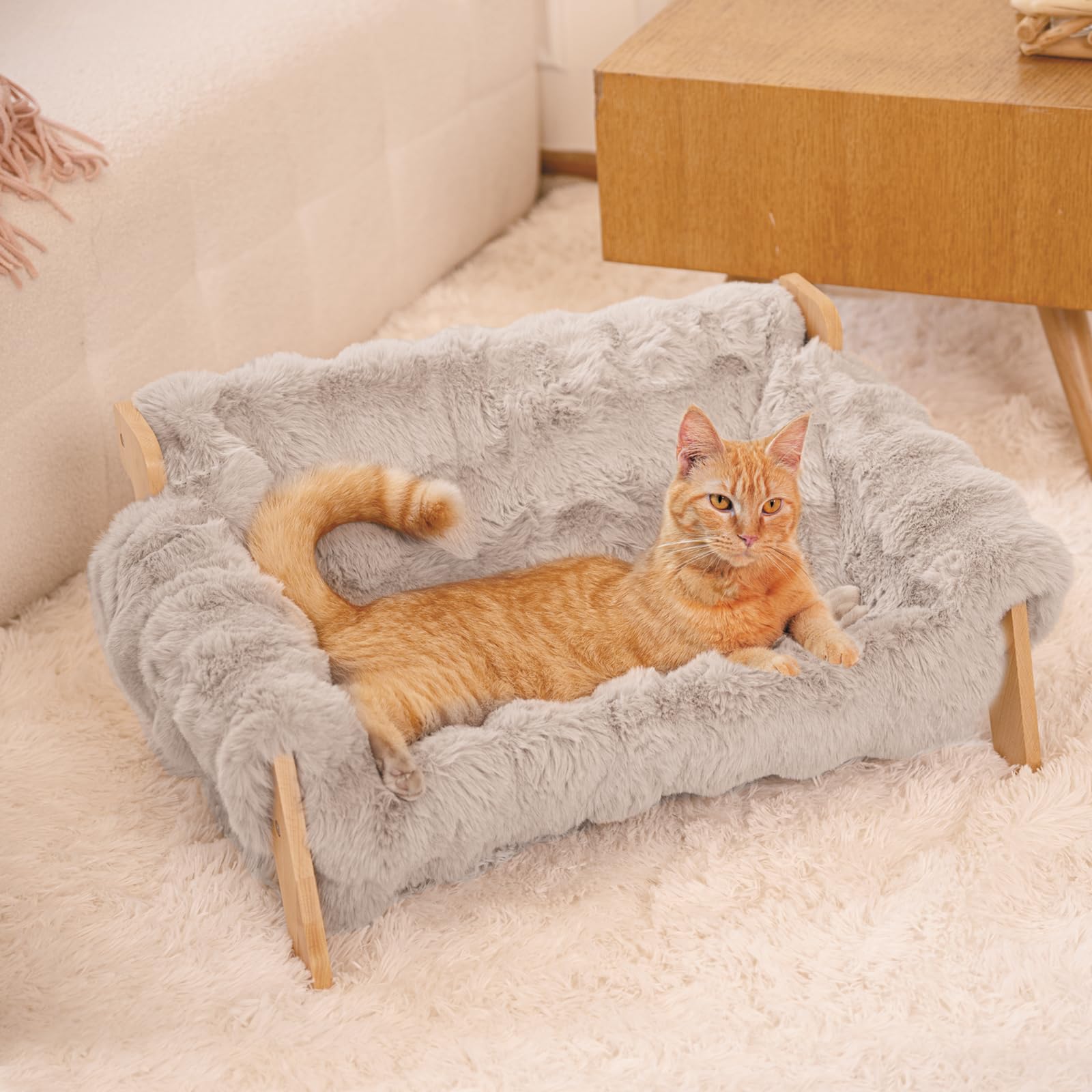 CHEERHOME PETS canape-chat eleve-bois: surface chaude et sûre.