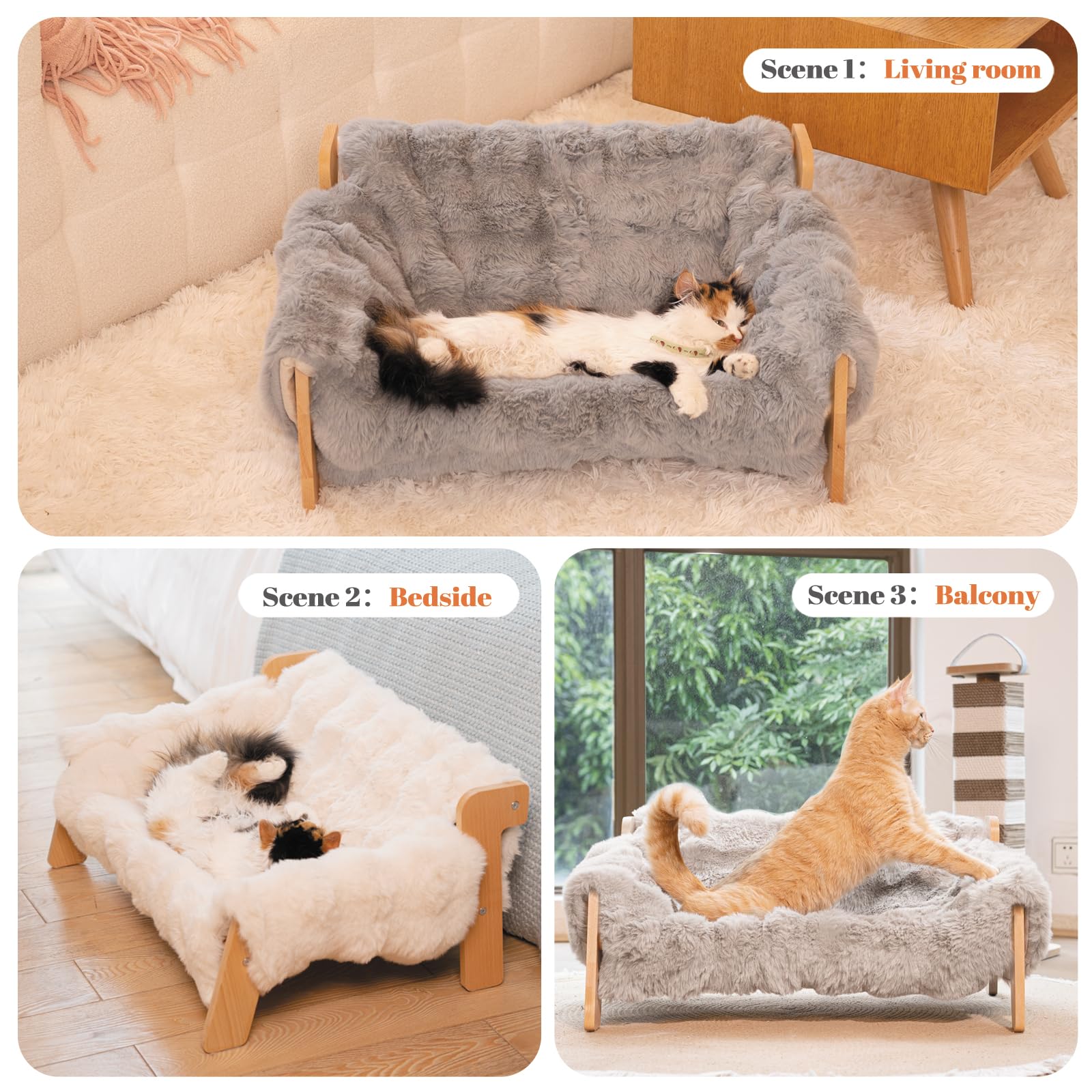 CHEERHOME PETS couchage surélevé khaki gris idéal pour animaux d interieur.