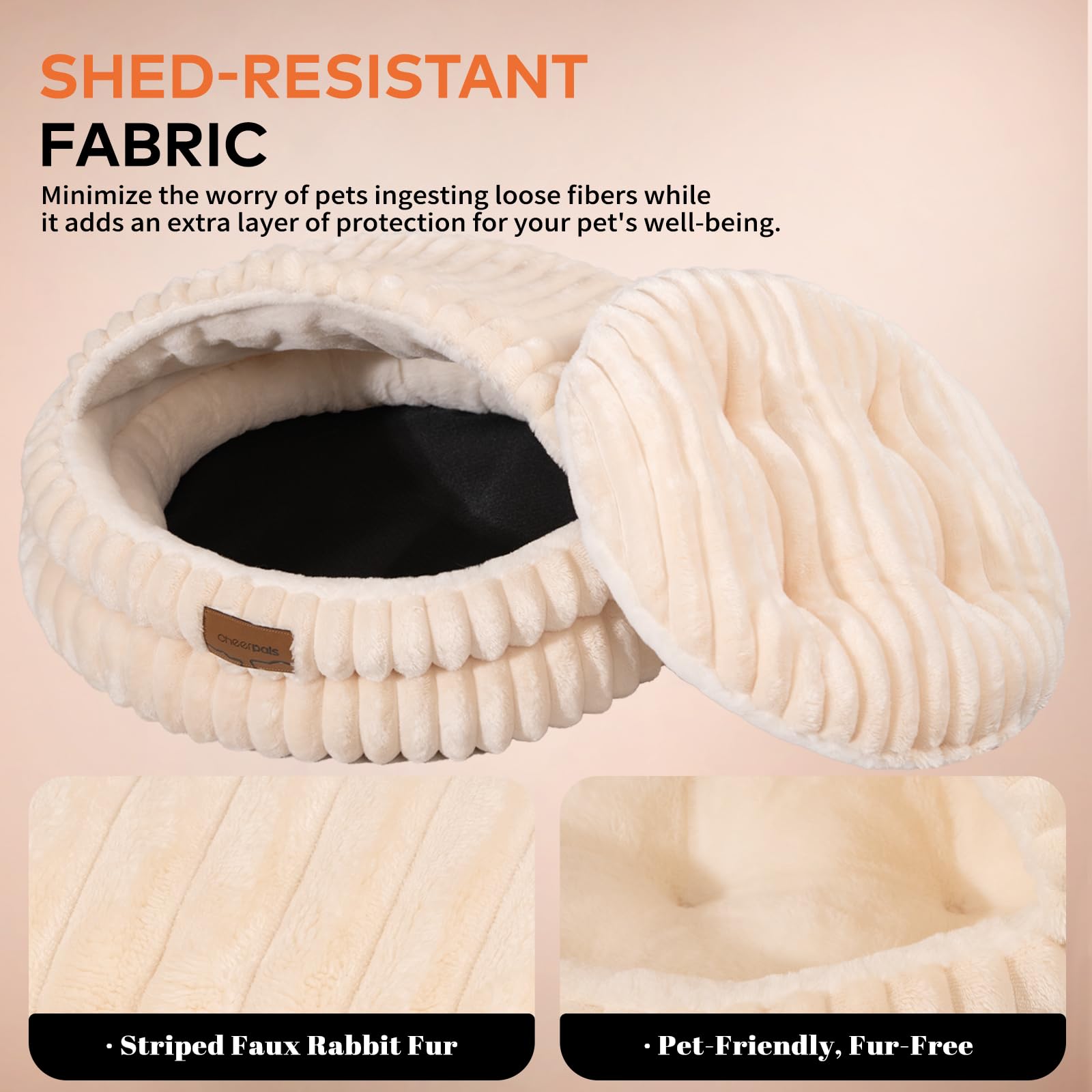 CHEERPALS Nid cave chat, base antidérapante pour stabilité sur le sol.
