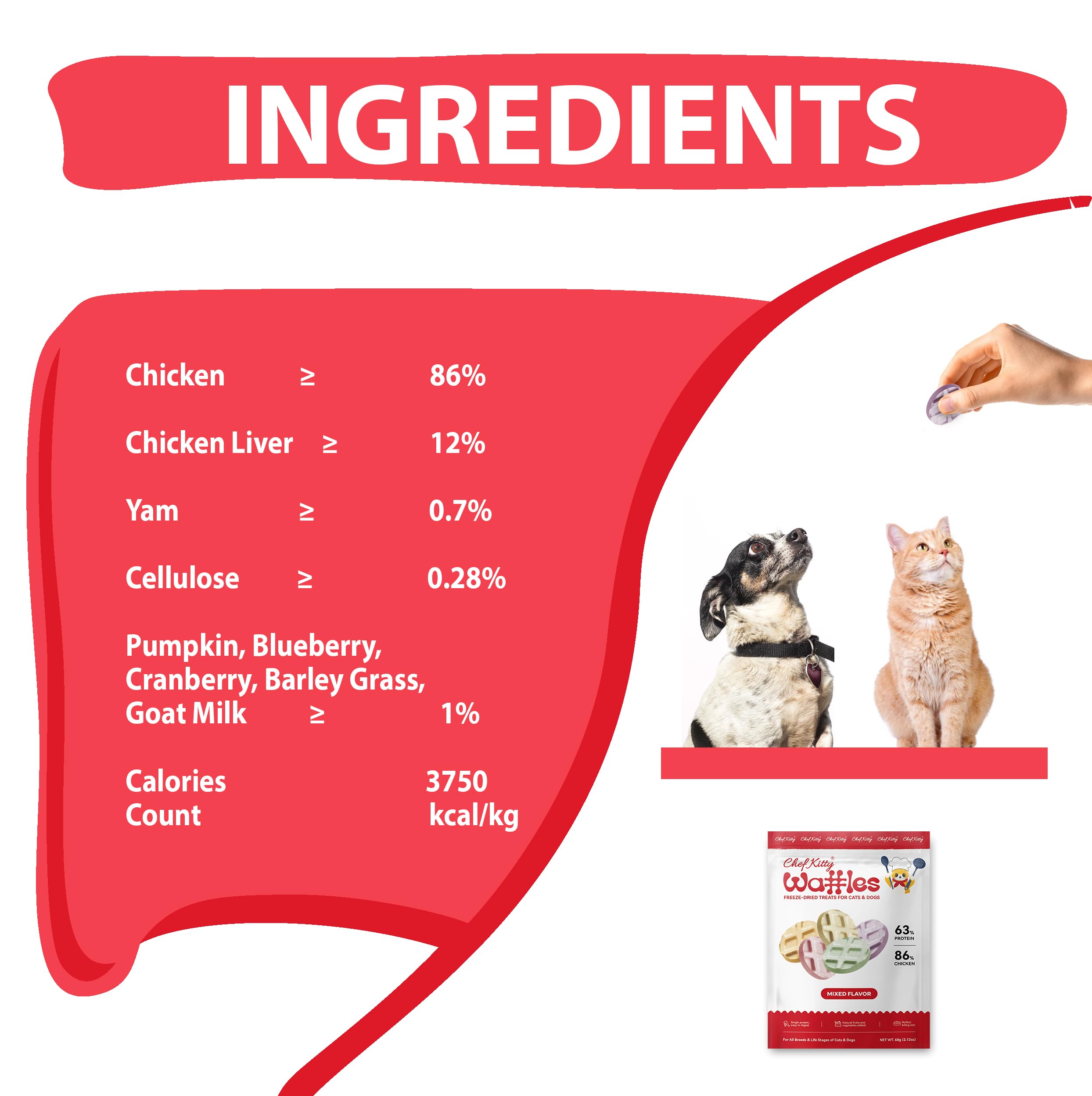 Chef Kitty gaufre entraînement chat – récompense légère et facile à casser