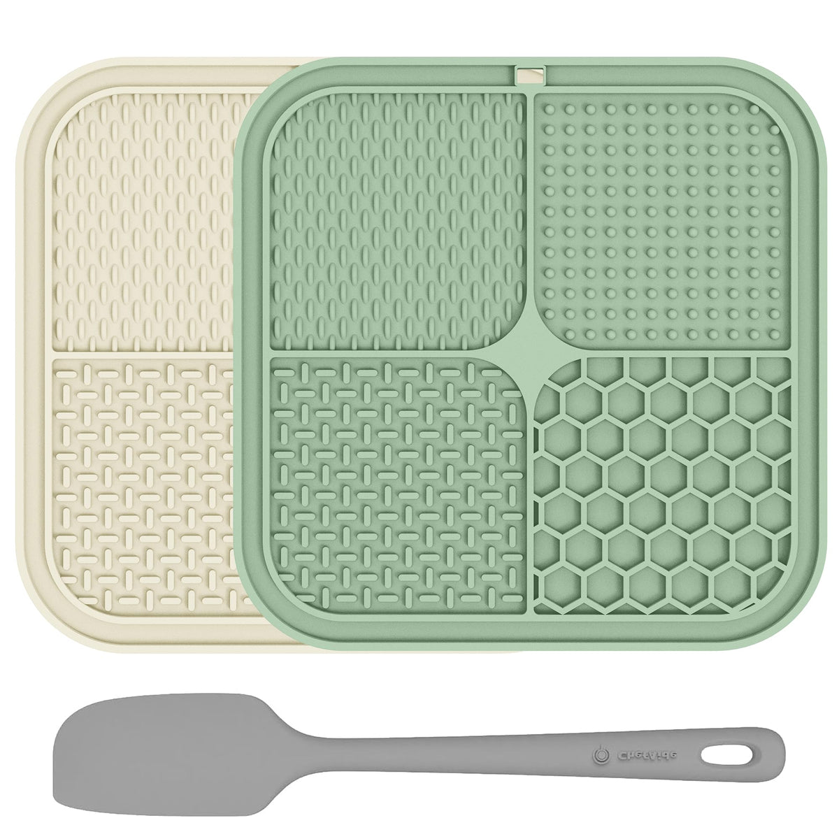 ChefAide tapis à lécher ensemble 2-pack pour chiens et chats, adhérence fiable et textures variées.