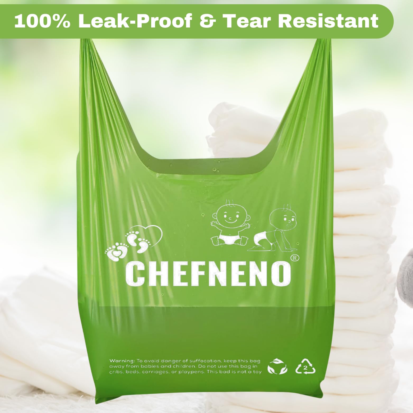 CHEFNENO sacs additif TDPA, dégradation facilitée selon l’environnement.