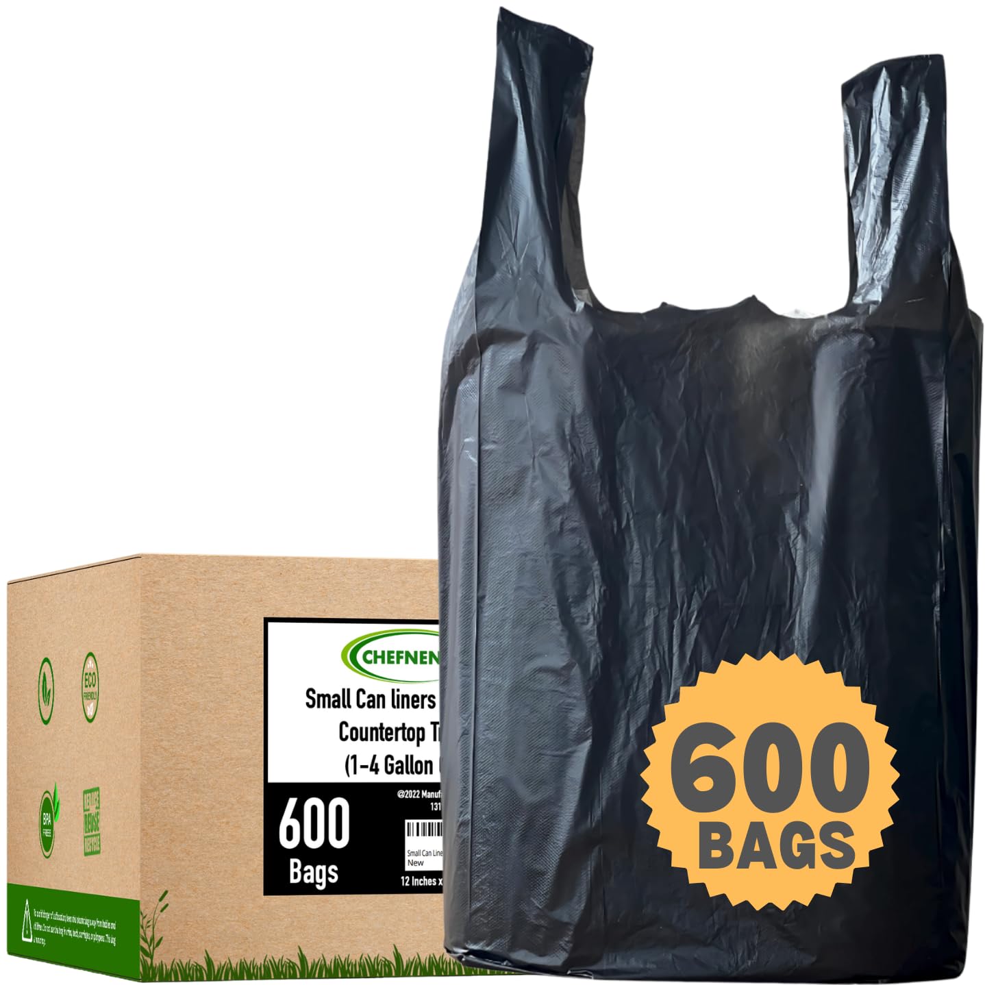 CHEFNENO sacs biodégradables 600 ct - packshot pratique pour usage domestique.