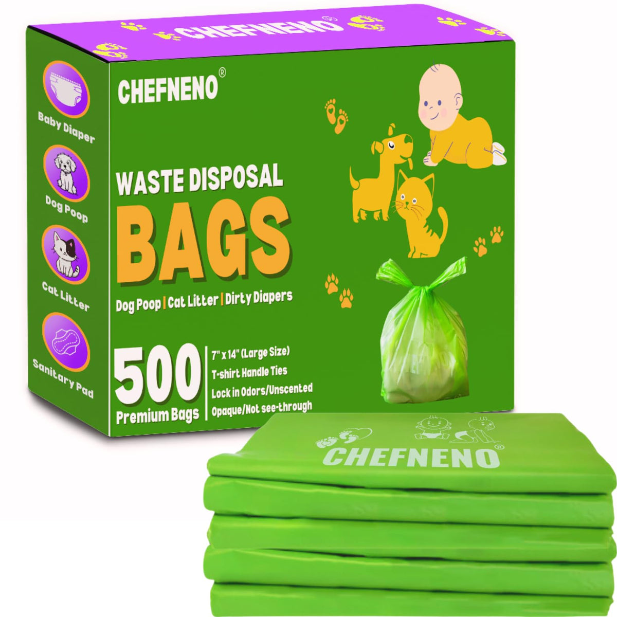 CHEFNENO sacs couches avec nouage facile pour change propreté et sécurité.