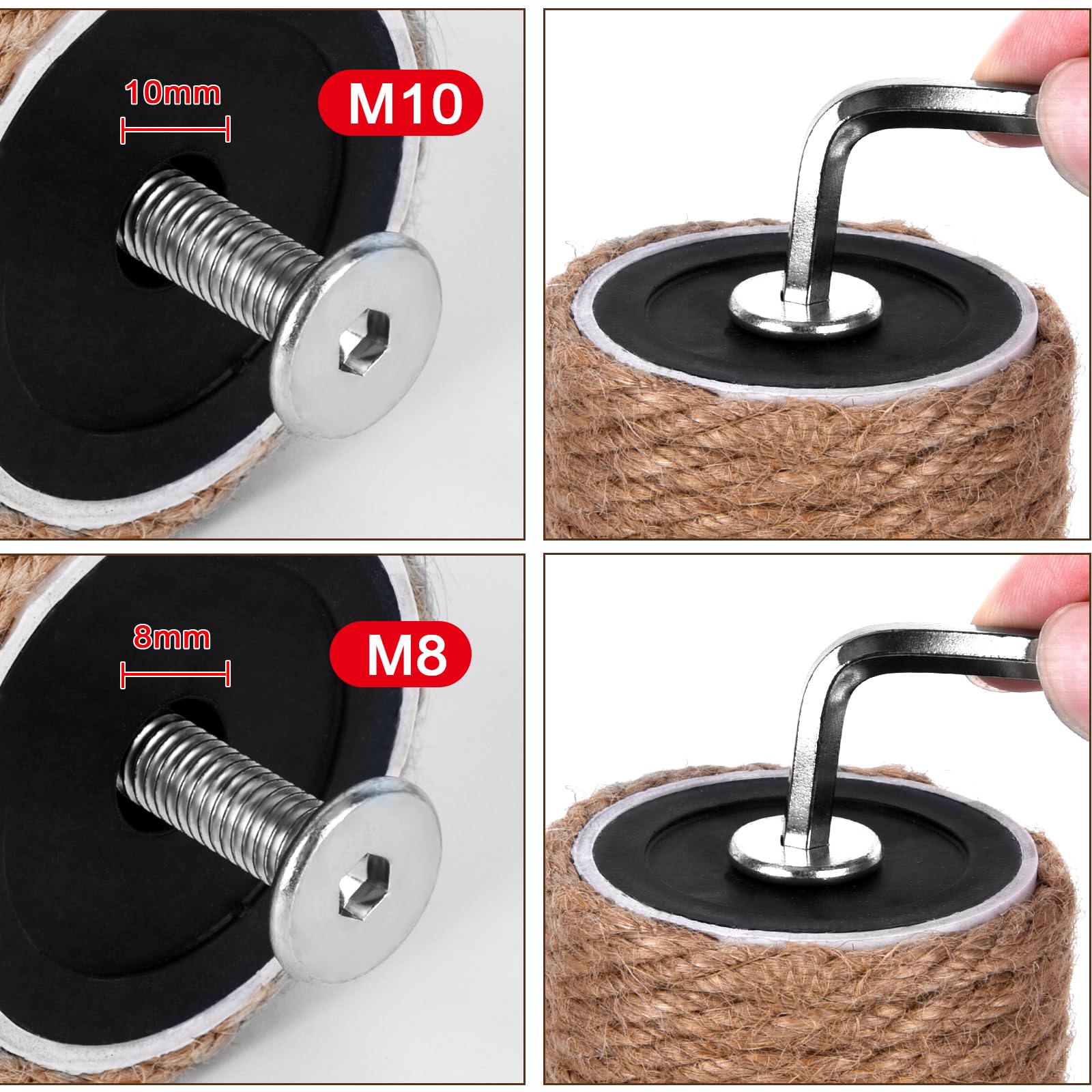 Vis M10 et M8 de 4,5 cm et 4 cm incluses.