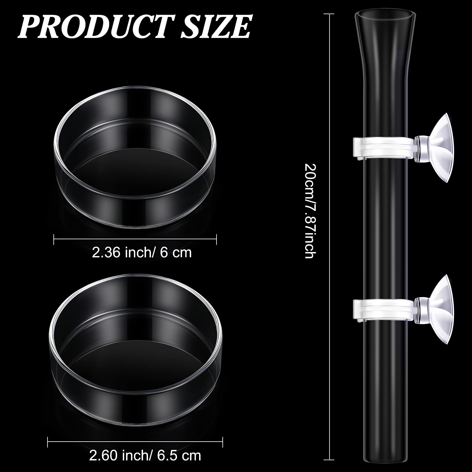 CHENGU bol d'alimentation en verre pour crevettes, 6 cm, accès facile.