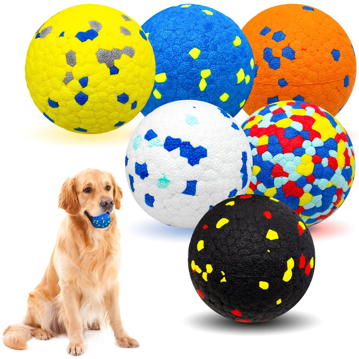Balles CHEODIN pour chien indestructibles, surface colorée pour fetch sûr.