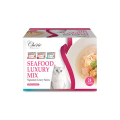 CHÉRIE lot de 24 boîtes, hydratation et variété pour les repas du chat.