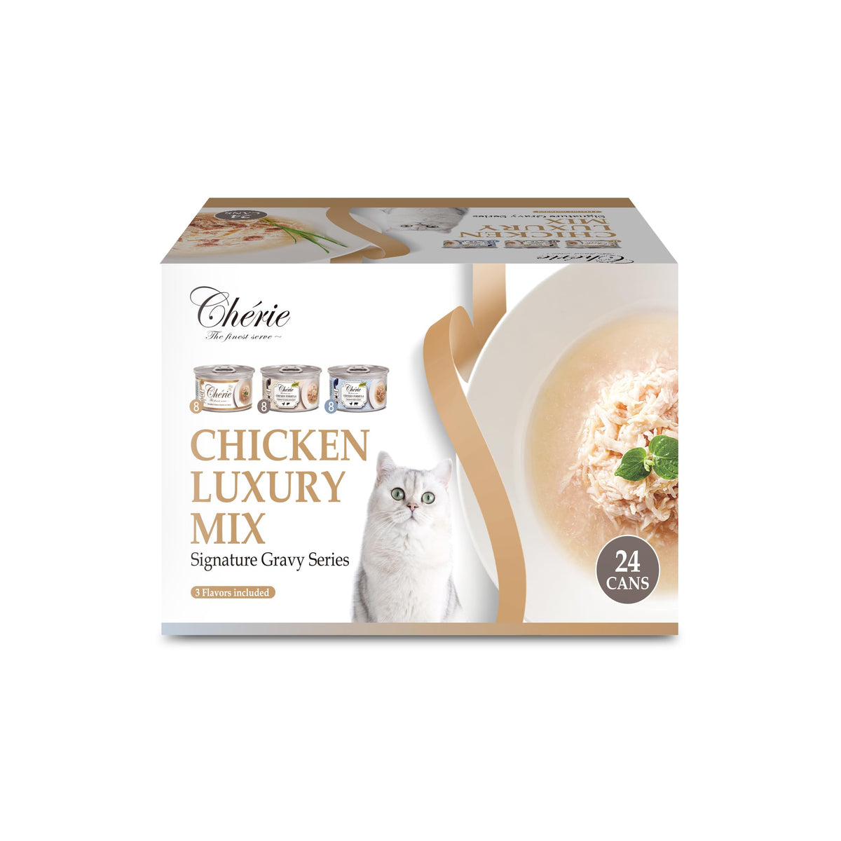 CHÉRIE Signature Gravy Series offre une variété de poulet en sauce pour une hydratation quotidienne.