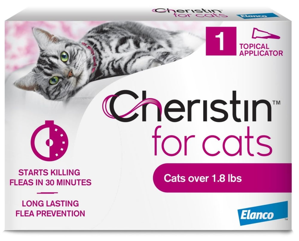 Cheristin – bouteille topique pour chat, traitement rapide contre les puces.