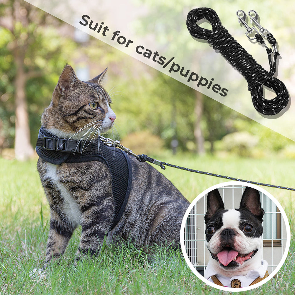 CHERPET laisse-chat-design-robuste-lumineuse: bandes réfléchissantes visibles et durables.