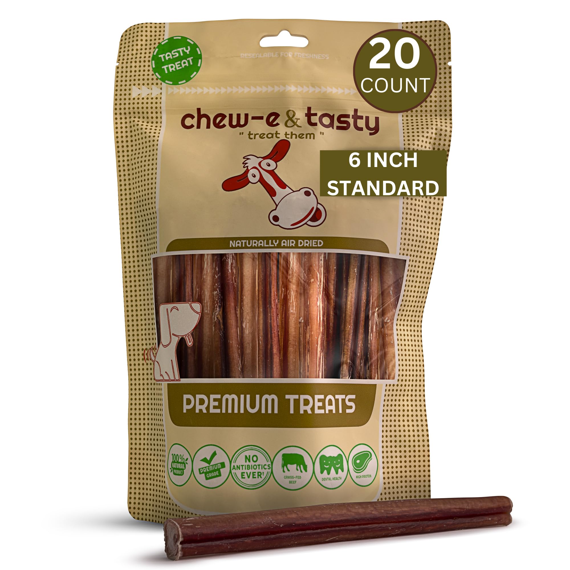Chew-e&tasty bâtonnets bully 6 pouces pack 20 pour occuper et récompenser.