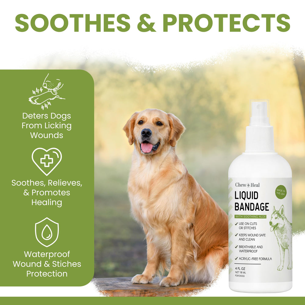 Application sur patte de chien avec Chew + Heal Labs, apaise les irritations mineures