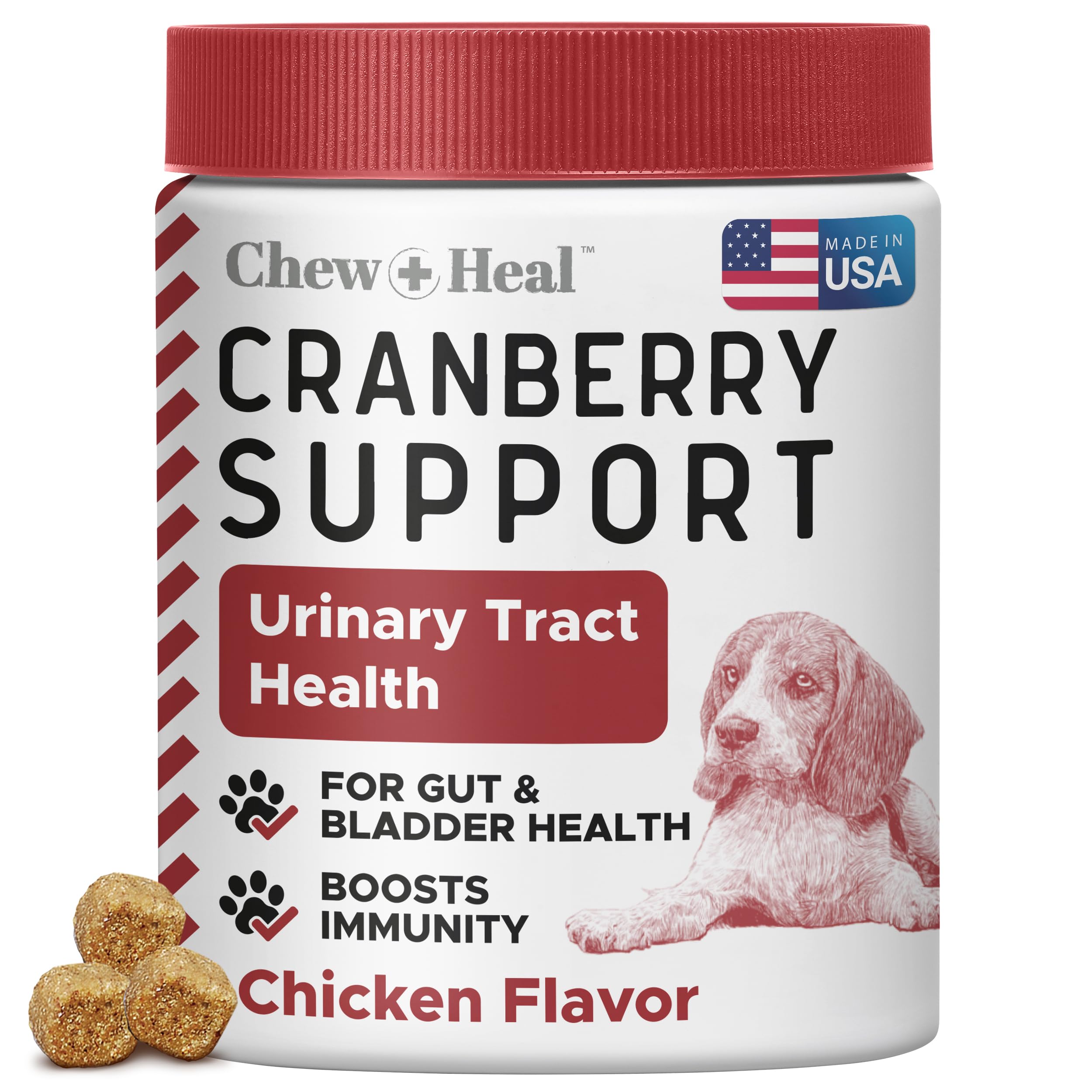 Chew + Heal Labs bouchées canines: soutien potentiel à la vessie et à l’immunité.